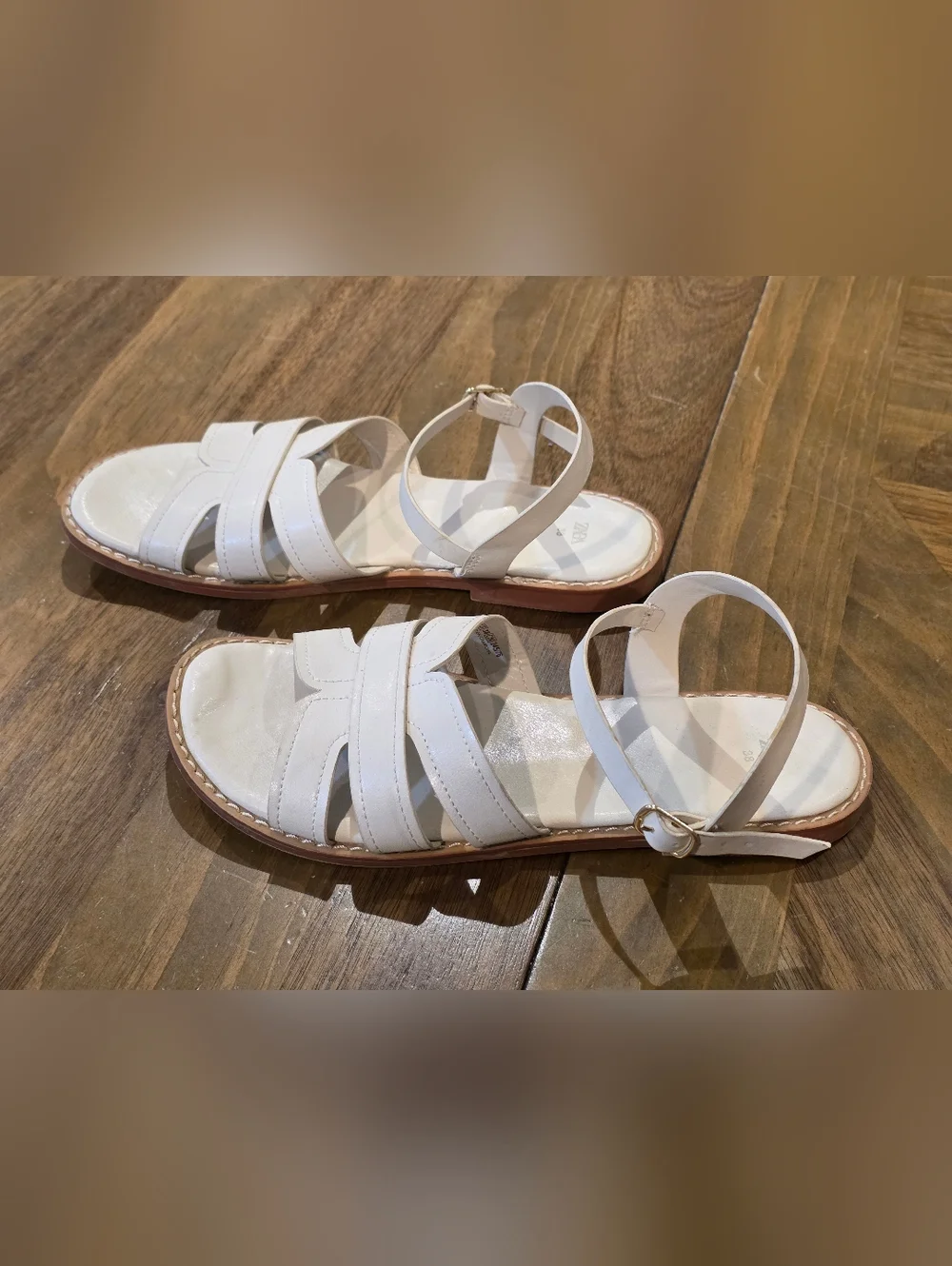 Zara Leather Cream Ivory Buckled Slingbacks Caged Sandals Sz 38 / 7.5 - Picture 7 of 9